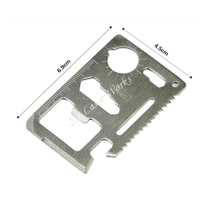 Multiherramientas de metal 11 en 1, cuchillo multifunción para caza al aire libre, supervivencia, Camping, bolsillo militar, tarjeta de crédito, llavero - imagen 4