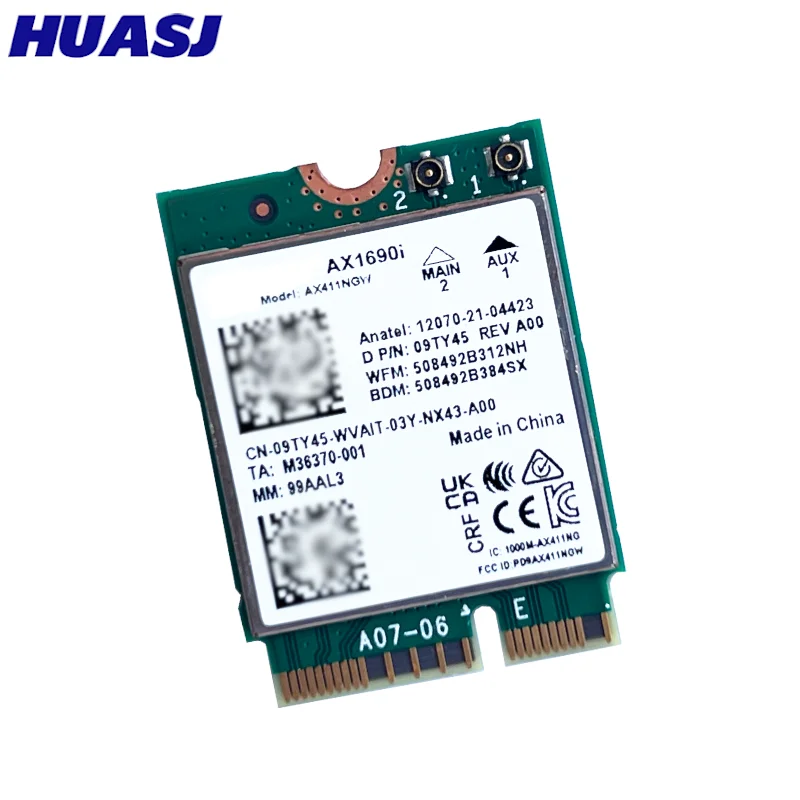 Wi-Fi 6E AX1690i AX411 AX411NGW WIFI 6E Velocidad 2.4 Gbps 802.11ax 2.46GHz 56GHz 6GHz Bluetooth 5.3 BT5.3 - imagen 2