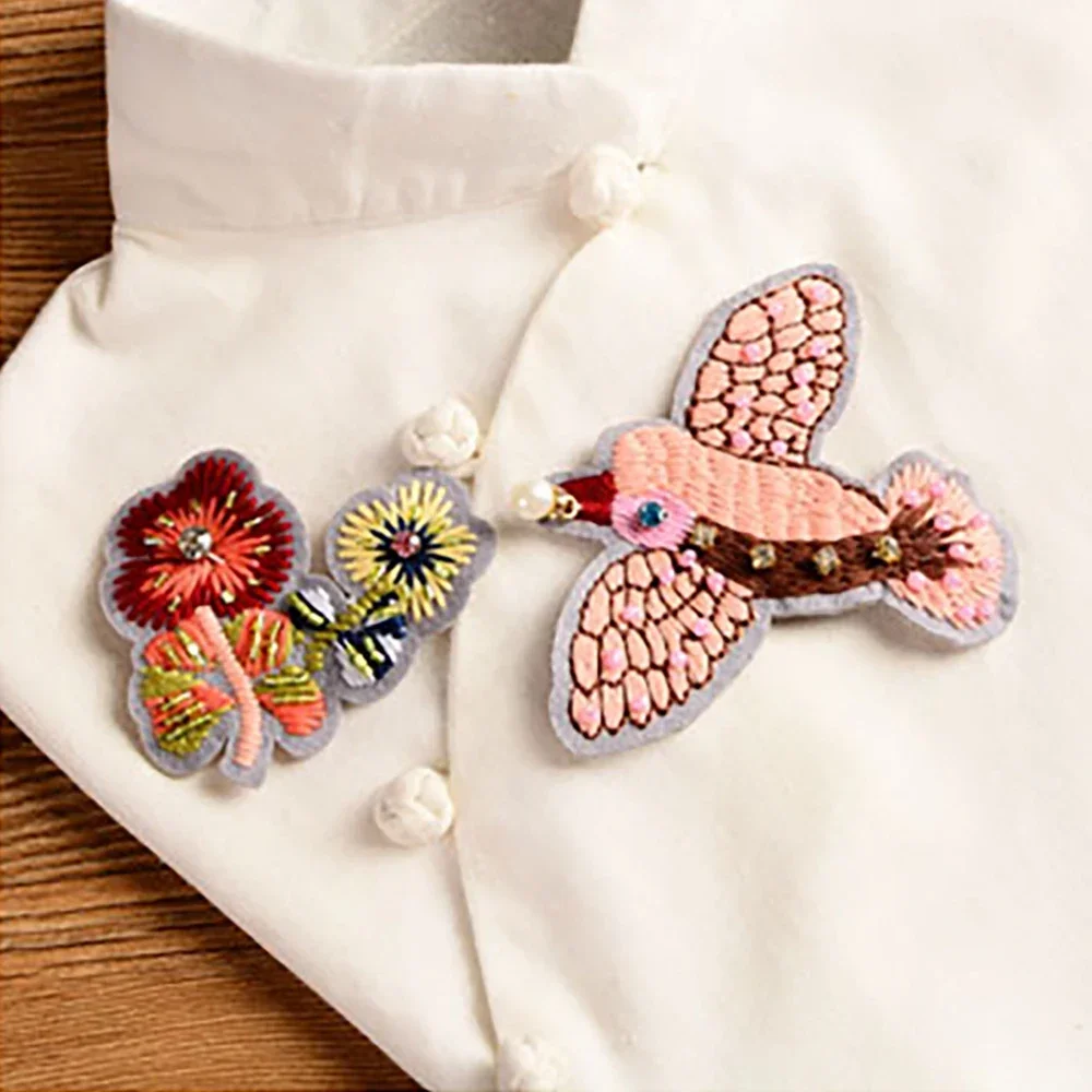Parches de lentejuelas con cuentas de pájaros hechos a mano, pegatinas de tela para coser, apliques de pájaros, pegatina de lentejuelas 3D DIY en la ropa, decoración de abrigos - imagen 3