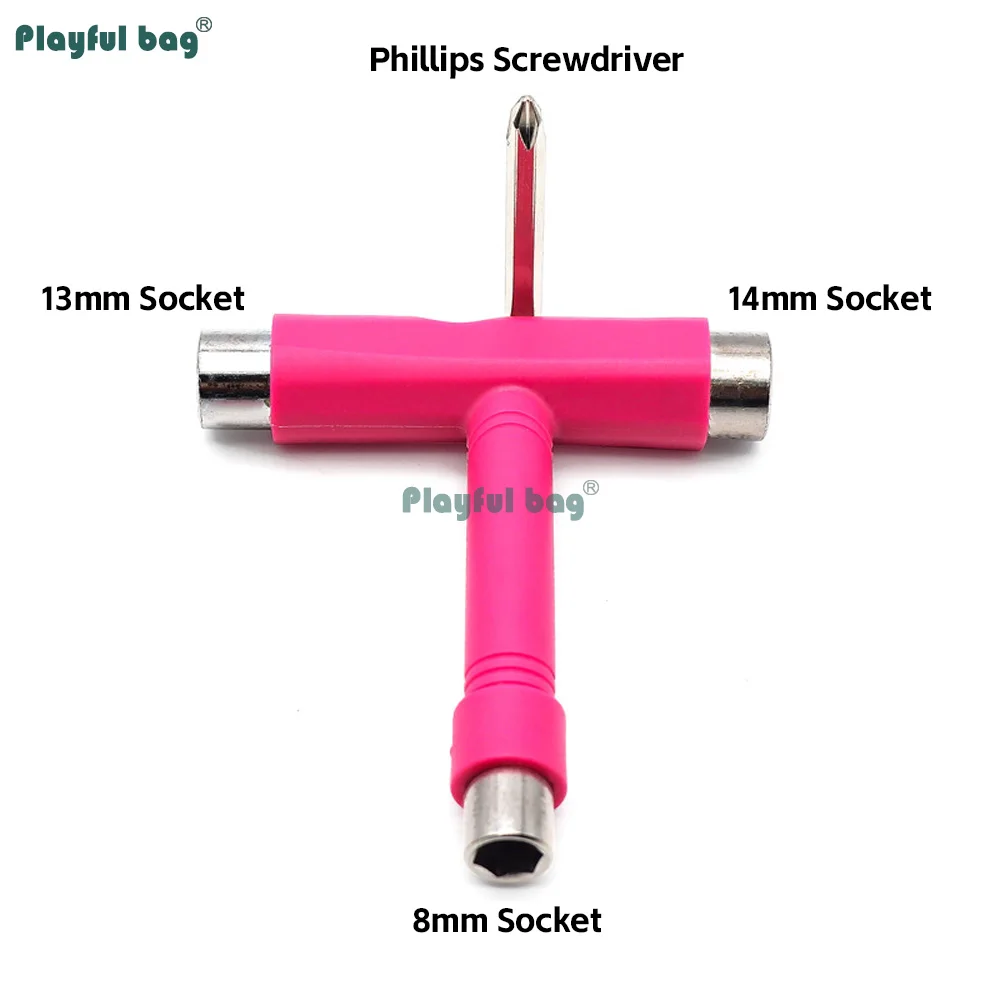 Llave ajustable multiherramienta para monopatín, herramienta de instalación de ruedas con mango en T para patines, Kit de herramientas de Hardware Universal AMB335 - imagen 4