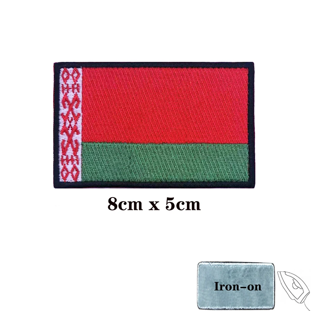Parches de la bandera de Bielorrusia, parche bordado de brazalete, gancho y lazo, insignia bordada de hierro, raya militar - imagen 2
