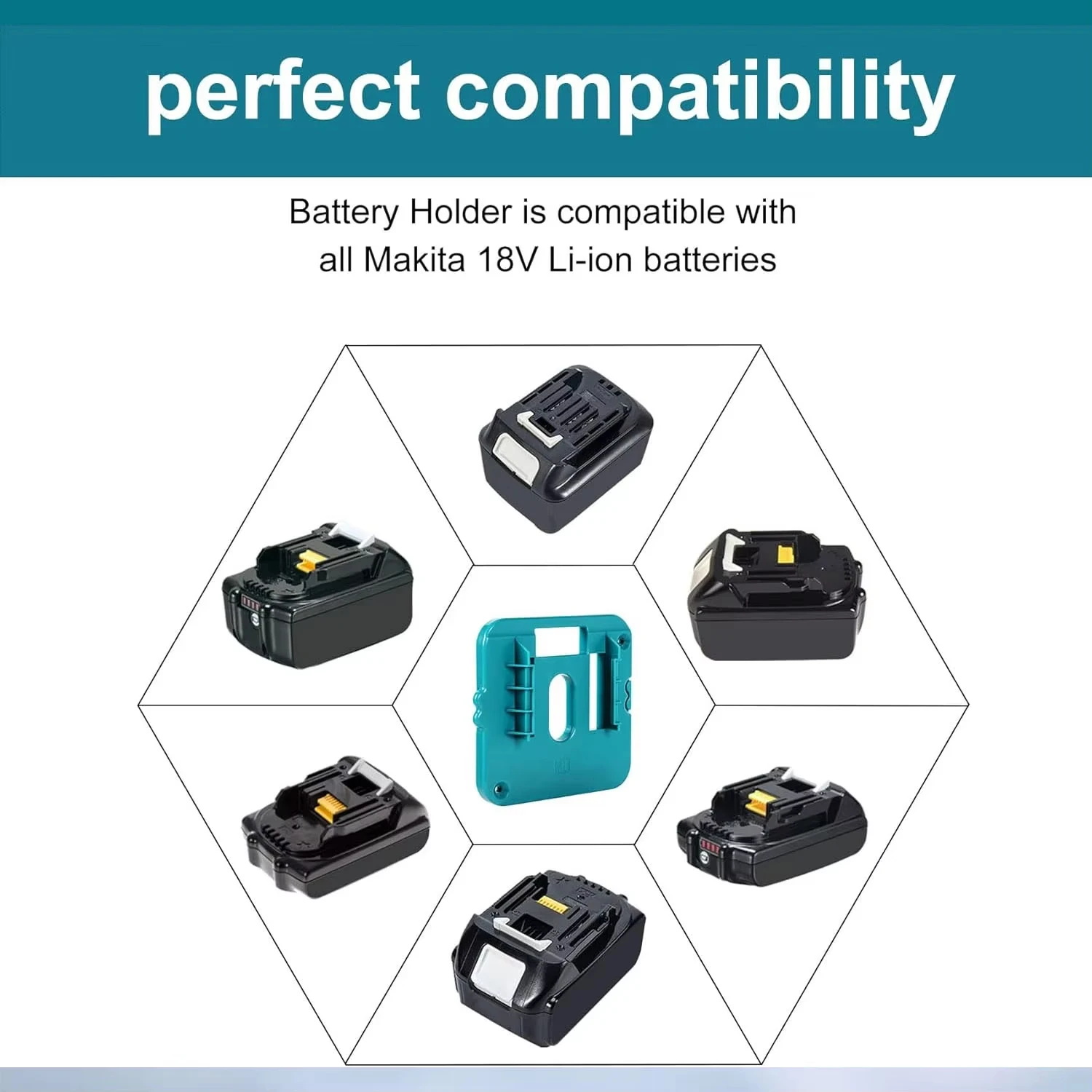 Soporte de máquina de 5 uds., estante de almacenamiento de batería para Dewalt/Makita/Milwaukee, batería de iones de litio de 14,4 V y 18V, soporte de herramienta de montaje en pared - imagen 4