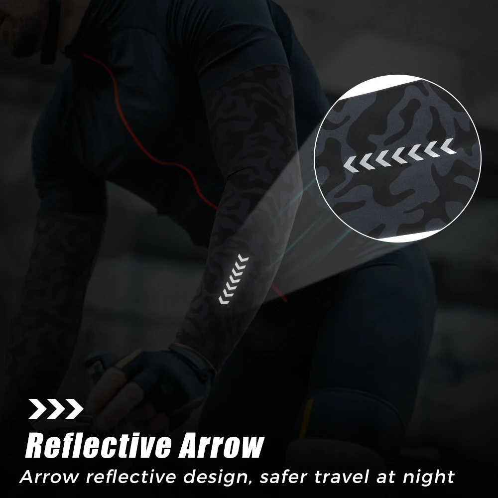 Mangas de compresión de seda de hielo para hombre, calentadores de brazo para ciclismo, voleibol, correr, baloncesto, bicicleta, deporte, protección UV, Verano - imagen 5