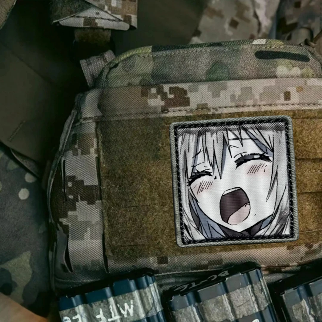 Parche táctico bidimensional, insignia de moral de chica de dibujos animados de Anime, pegatina de mochila, Impresión de gancho, parches de bucle, ropa - imagen 3