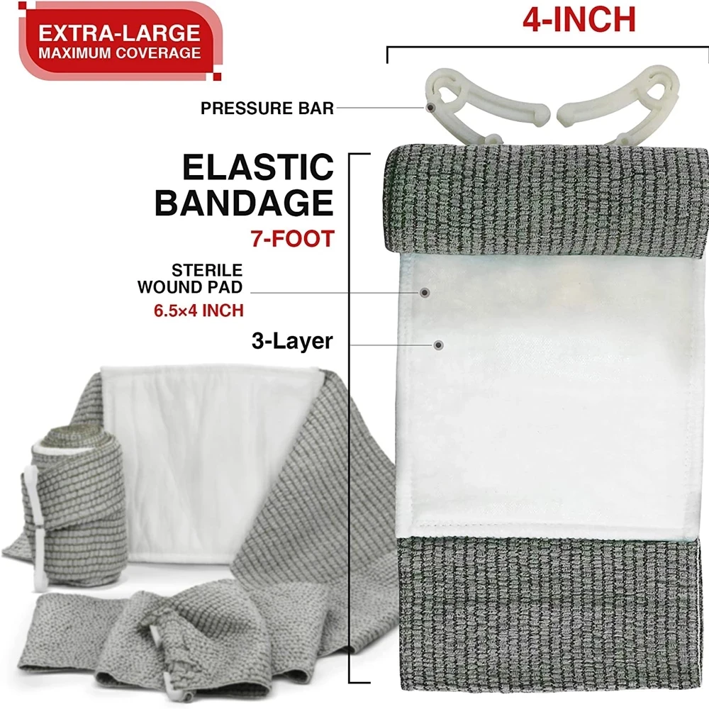 Torniquete táctico de Israel para primeros auxilios, envoltura médica de supervivencia, cuidado de heridas, vendajes de rescate de Trauma de batalla, gasa urgente emergente, 4/6 pulgadas - imagen 4