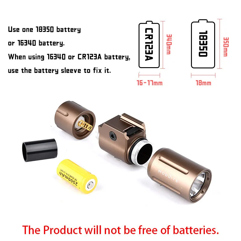 WADSN-linterna de pistola táctica PL350 PLHv2, 18350, 16340, lámpara de Metal de alta potencia, compatible con riel Picatinny, Airsoft, caza, 20mm - imagen 2