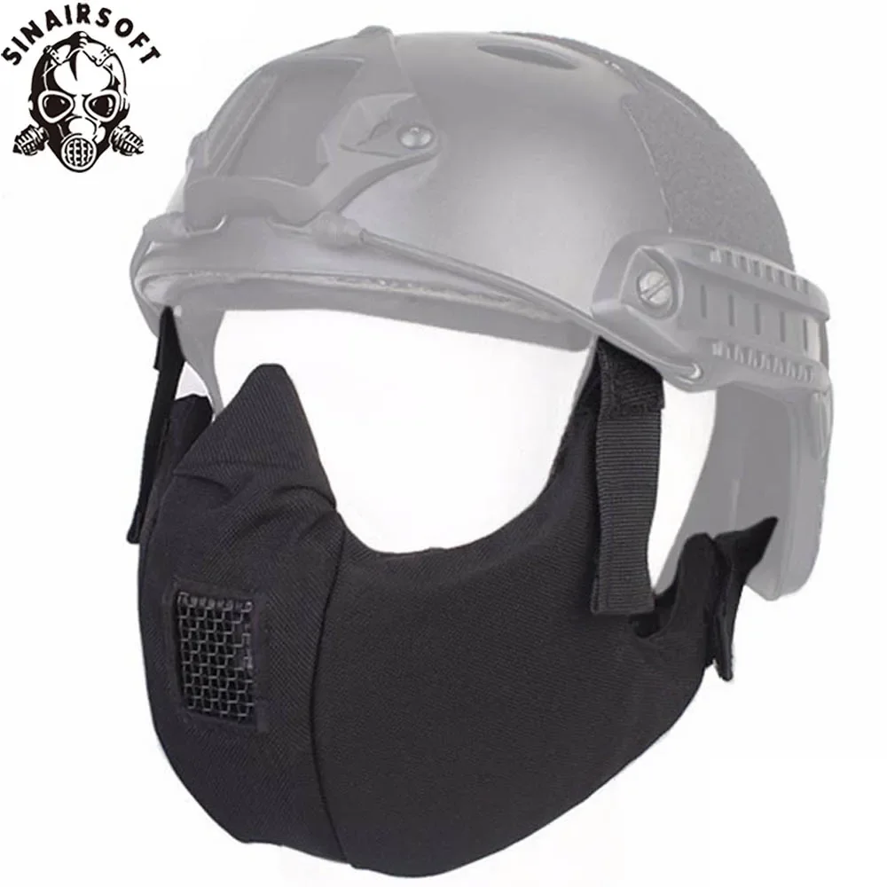SINAIRSOFT-mascarilla táctica de media cara para casco rápido, militar, Airsoft, Paintball, accesorio de caza, máscara protectora de malla