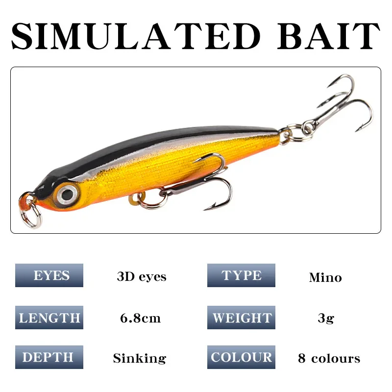 1PC Micro señuelo tipo lápiz 5cm-3g cebo de pesca hundido silencioso duro Wobbler Trolling Leurre sin labios Duro Cebos Fisching Isca - imagen 4