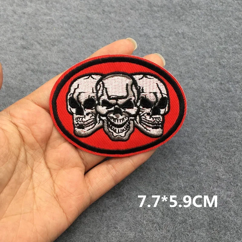 Parche de calavera para ropa, parches bordados Punk para ropa, parche para planchar en ropa, parches termoadhesivos, insignia para chaqueta, pegatina DIY - imagen 4
