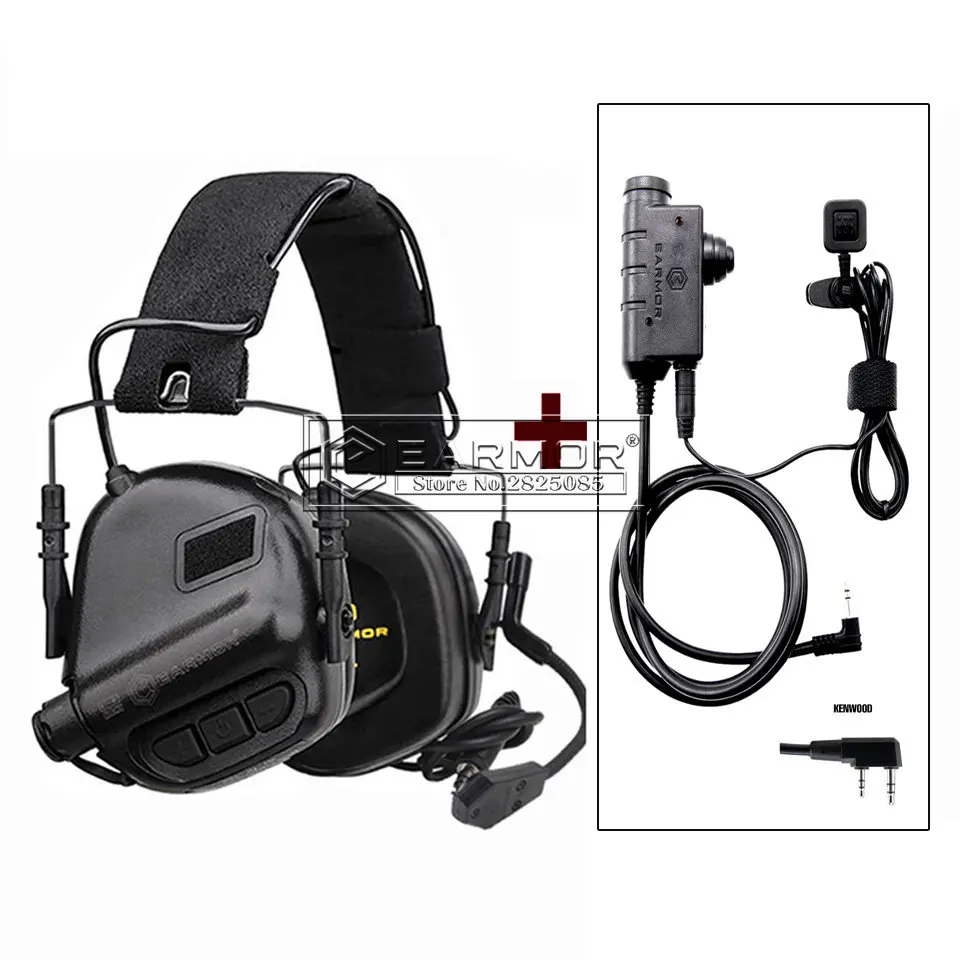 EARMOR-auriculares tácticos M32 y adaptador M52 Kenwood PTT, conjunto para comunicación, disparo, protección auditiva, cancelación de ruido - imagen 2