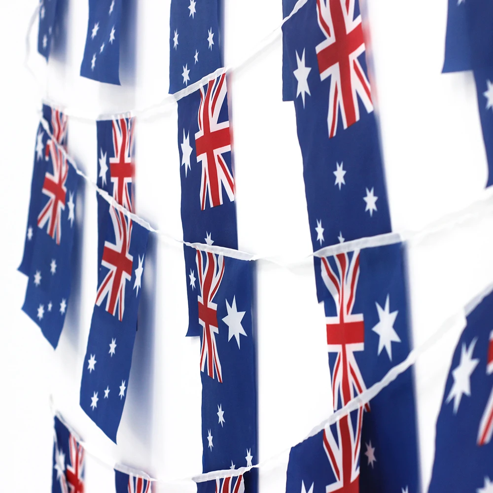 FLAGLINK 24 unids/set bandera de banderines de Australia 14x21cm 20x30cm fanín Australia cadena Banner banderines Festival fiesta vacaciones - imagen 5