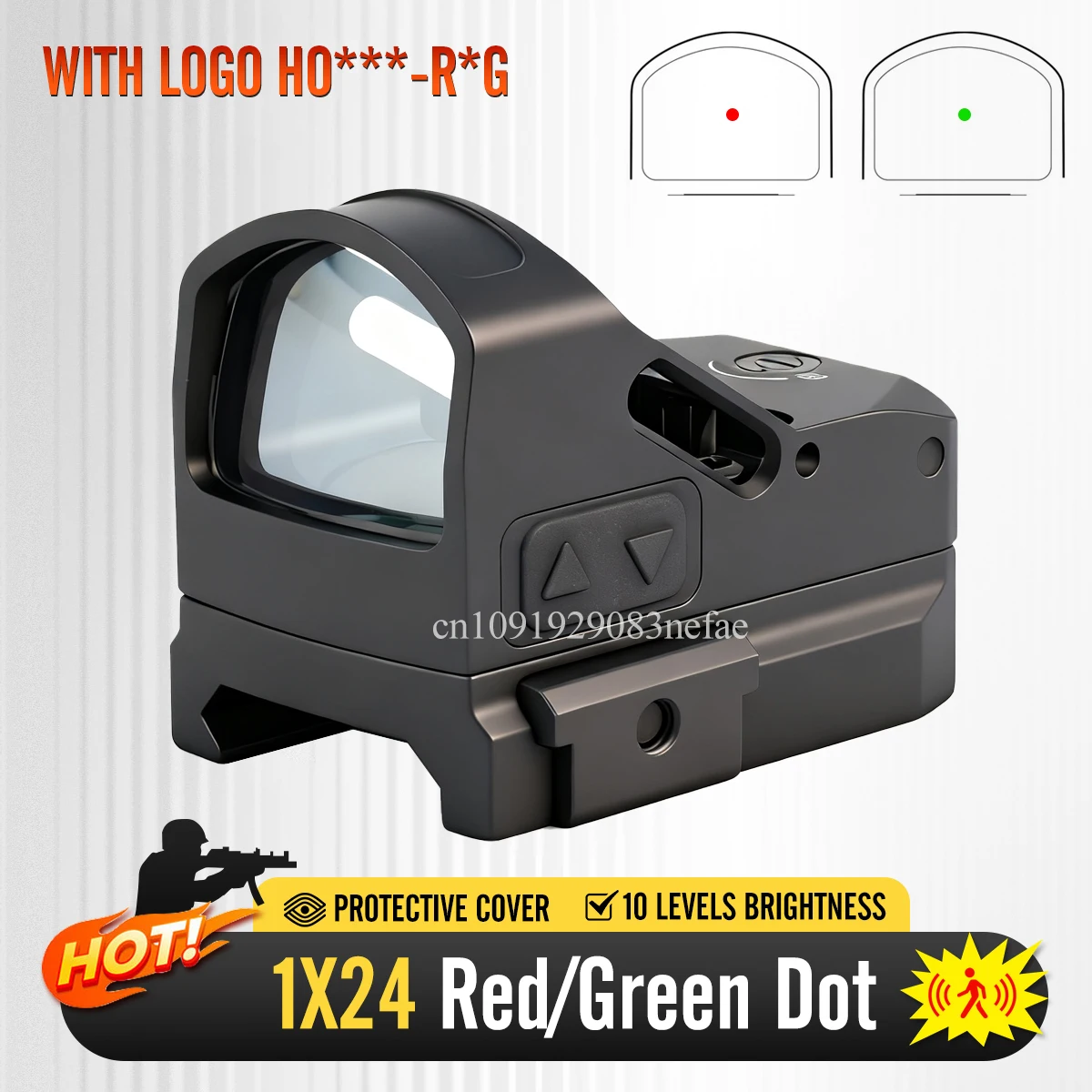 Mira táctica HOW * E 2 MOA, 1x24mm, punto rojo, huella RM, iluminación roja/verde con movimiento despierto para mira telescópica de Rifle de carril Picatinny