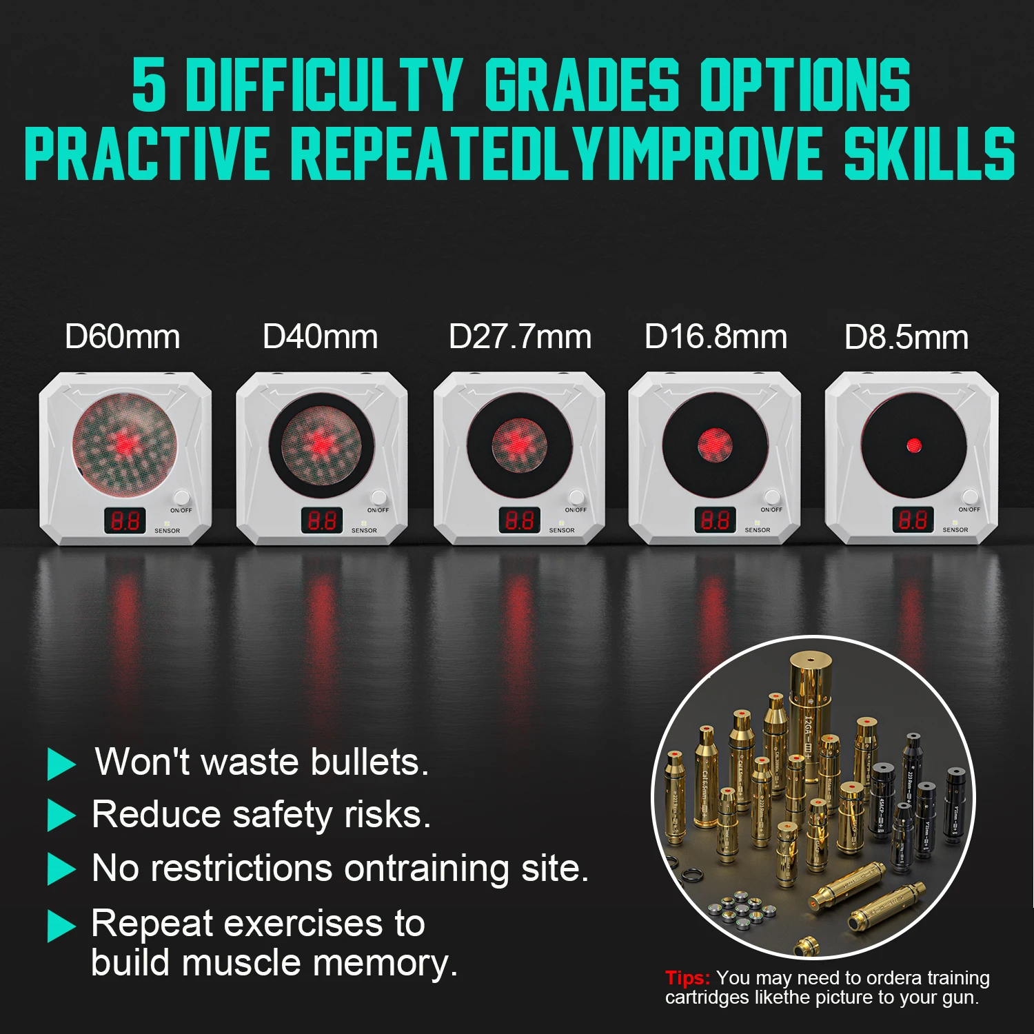 Puntuación electrónica de inducción infrarroja, objetivo láser, práctica de disparo sensible al Color con efectos de sonido, equipo de juguete de entrenamiento - imagen 5