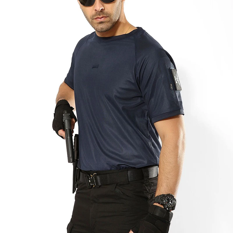 Camisa táctica de manga corta para hombre, camisa de combate para senderismo, camisetas de camuflaje Airsoft, camiseta de escalada, camisas transpirables sólidas - imagen 3