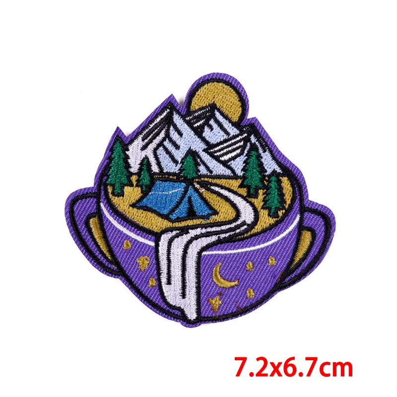 Parches bordados de cristal para planchar en la ropa, parches termoadhesivos para ropa de aventura, rayas de Camping DIY - imagen 3