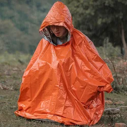 Chubasquero impermeable de emergencia, Poncho desechable con película de aluminio, ropa impermeable aislante, mantas, equipo de capa de lluvia para supervivencia y acampada
