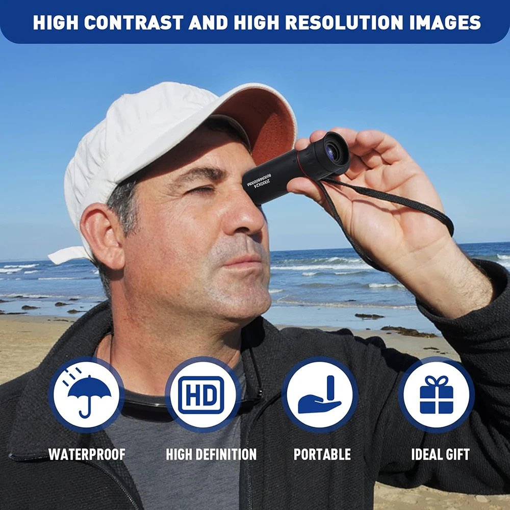 Mini telescopio Monocular 2000X24 para adultos con adaptador de teléfono Monoscopio Monocular de bolsillo ligero recubierto FMC para regalos de niños - imagen 2