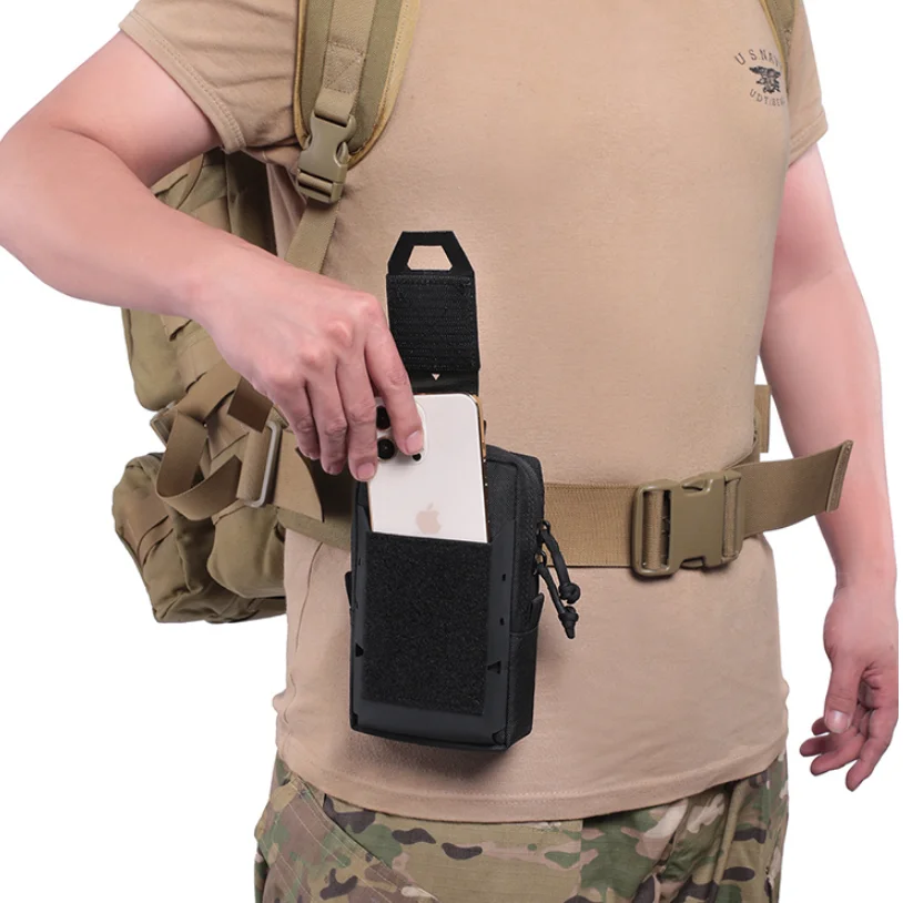 Bolsa táctica Molle para teléfono móvil, riñonera militar de nailon para exteriores, senderismo, ciclismo, ocio, almacenamiento de artículos diversos, Pac EDC con lazo - imagen 5