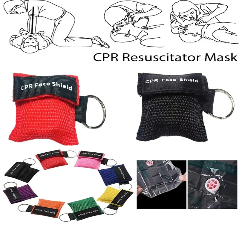 Herramientas de cuidado de la salud de rescate al aire libre, máscara de resucitador de chorro, llavero, protección facial de emergencia de primeros auxilios, máscara profesional CPR, 1/10 unidades - imagen 2