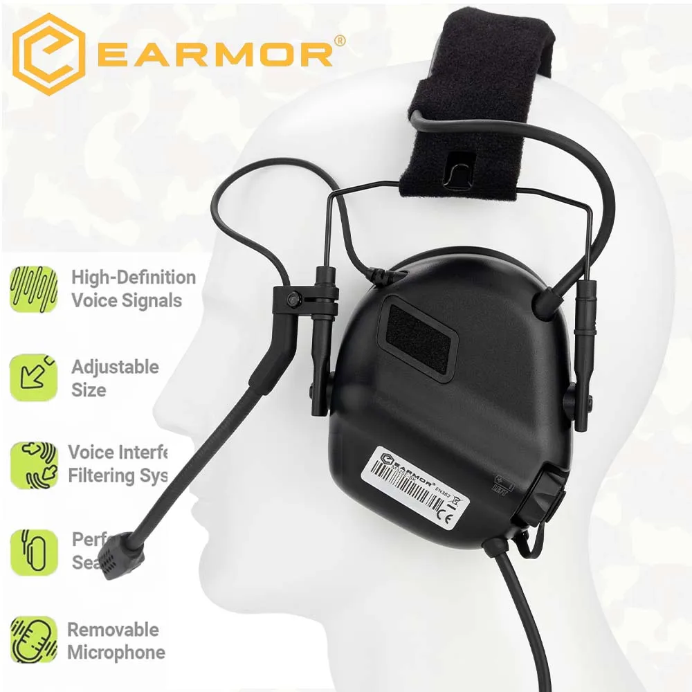 EARMOR M32 SE-auriculares tácticos de comunicación con orejeras para caza, cancelación de ruido, protección de seguridad