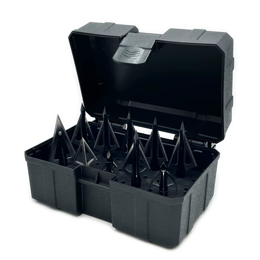 Caja de almacenamiento para puntas anchas de flecha y caza