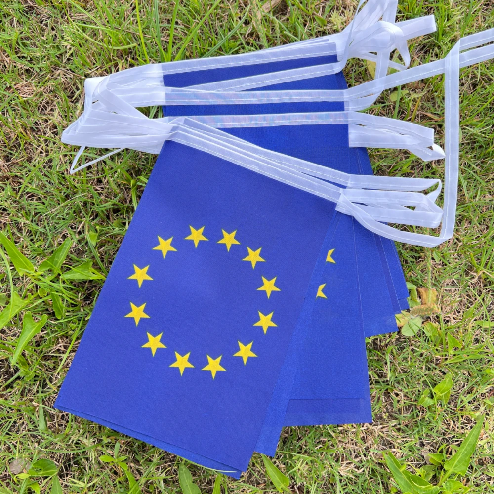 14x21 cm 20 unids/set banderines de la Unión Europea banderín banderas de cuerda de la UE banderines de pancartas Festival fiesta vacaciones - imagen 2