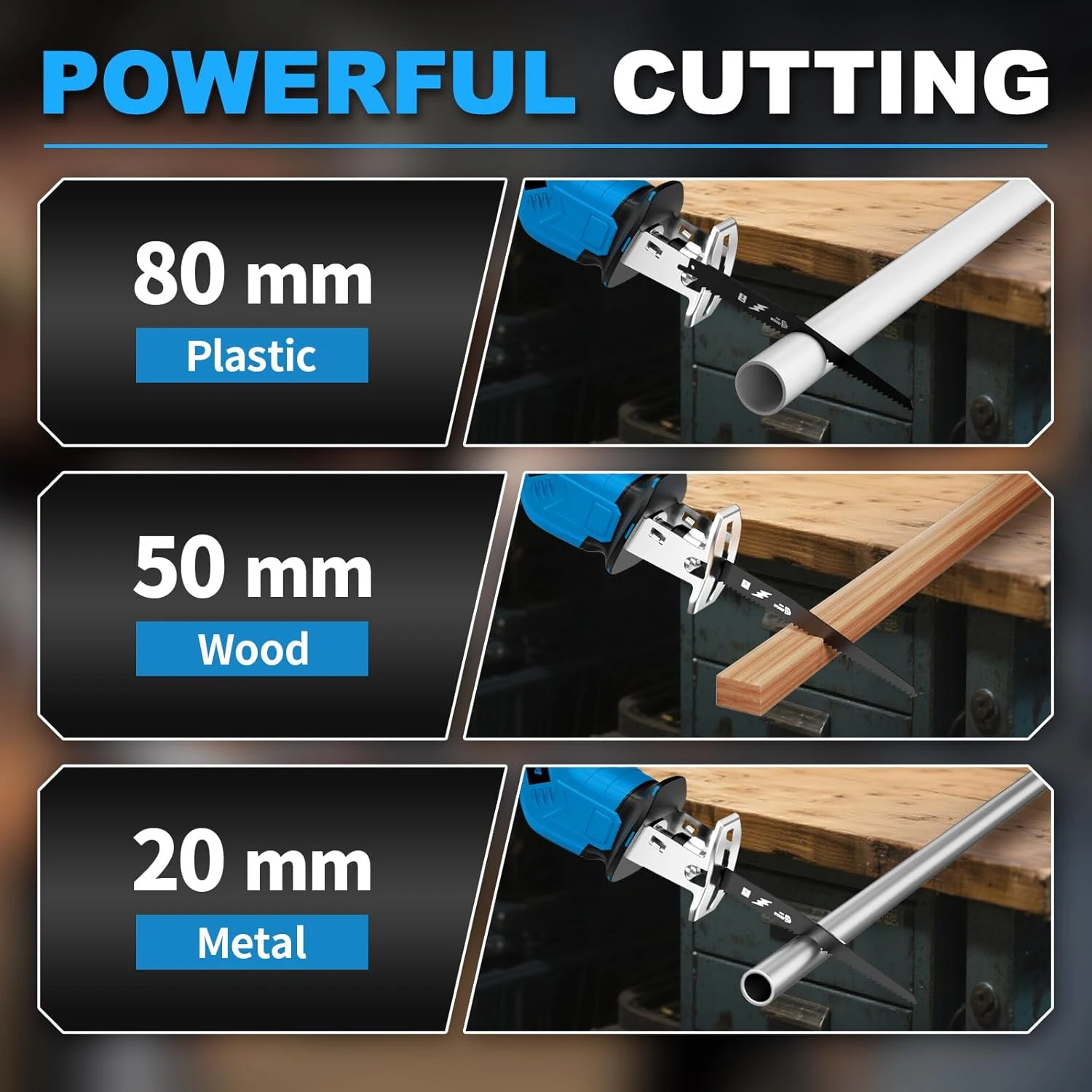 Nueva sierra recíproca inalámbrica, herramienta de sierra de sable eléctrica de 3100 SPM para trabajo de madera, Metal y demolición, apta para batería Makita de 18V - imagen 5