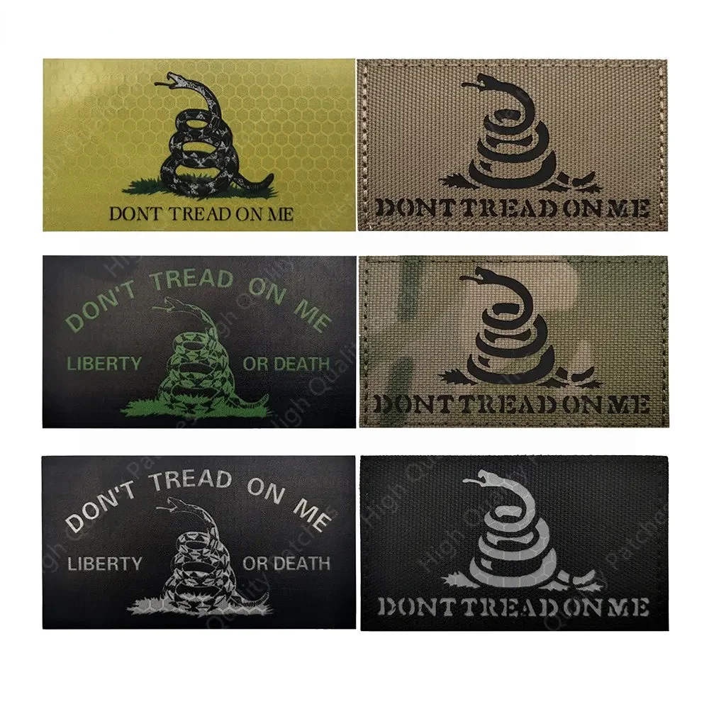 Gadsden-Parche de bandera de parodia de serpiente, No Me pise, No paso a paso, insignia táctica IR, aplique reflectante de PVC, Power DTOM - imagen 4