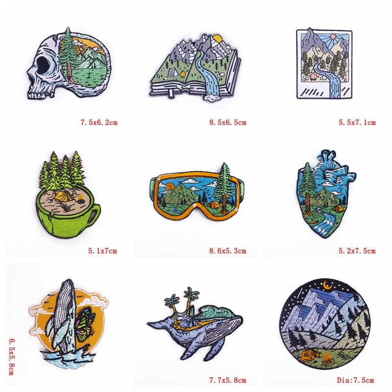 10 Uds parche para cámara montaña Camping parches bordados parches para planchar para ropa parches termoadhesivos para ropa DIY - imagen 5