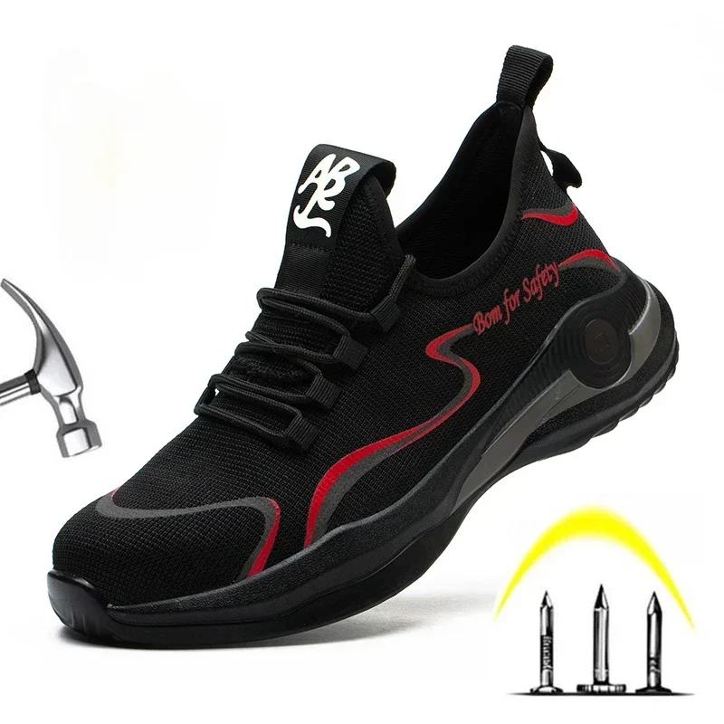 Zapatos de seguridad transpirables para hombre, botas de trabajo ligeras con punta de acero, elegantes y cómodas, resistentes a golpes y perforaciones - imagen 2