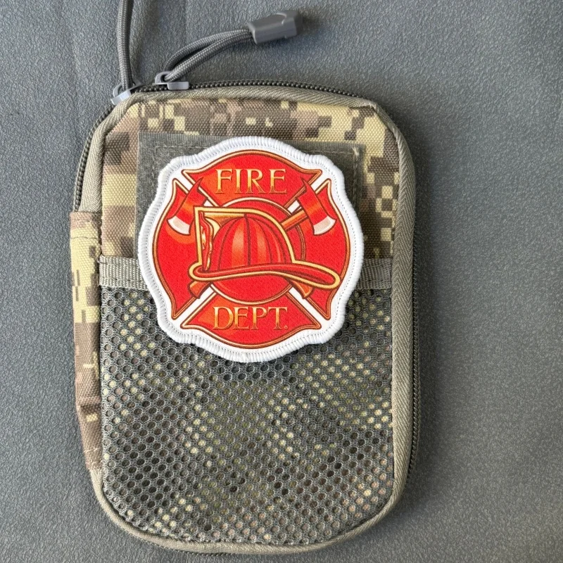 Parche táctico de bomberos con gancho y bucle para mochila