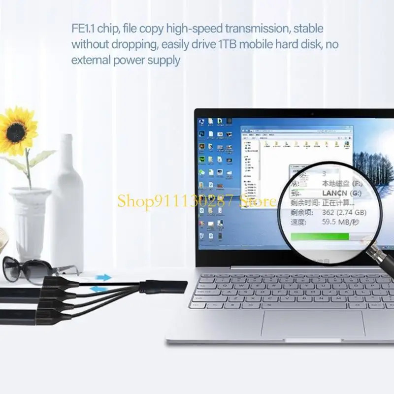 J1HC USB Y Cable divisor USB2.0 macho a 4 puertos USB2.0 Cable USB Cable compatible - imagen 5