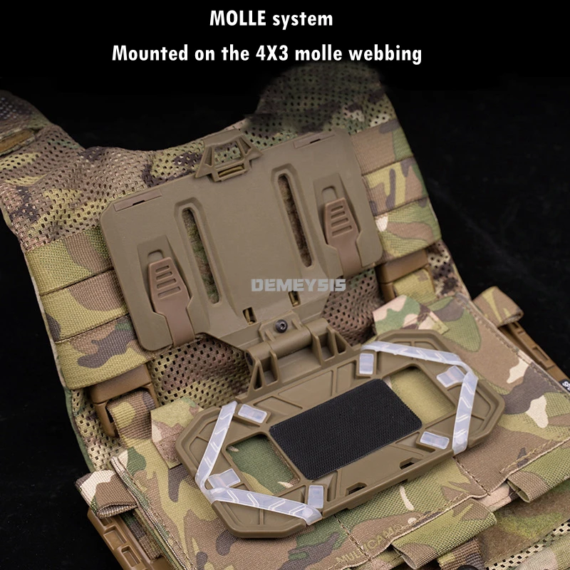 Soporte táctico plegable para teléfono móvil, tablero de navegación para senderismo al aire libre, se adapta al chaleco Molle, equipo montado en el pecho, plataforma de transporte - imagen 2