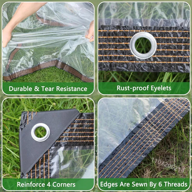 Lona transparente para exteriores, cubierta impermeable de PE de 0,16mm para plantas de jardín, Gazebo, pérgola, dosel, ventana para perros y mascotas, toldo a prueba de viento - imagen 5