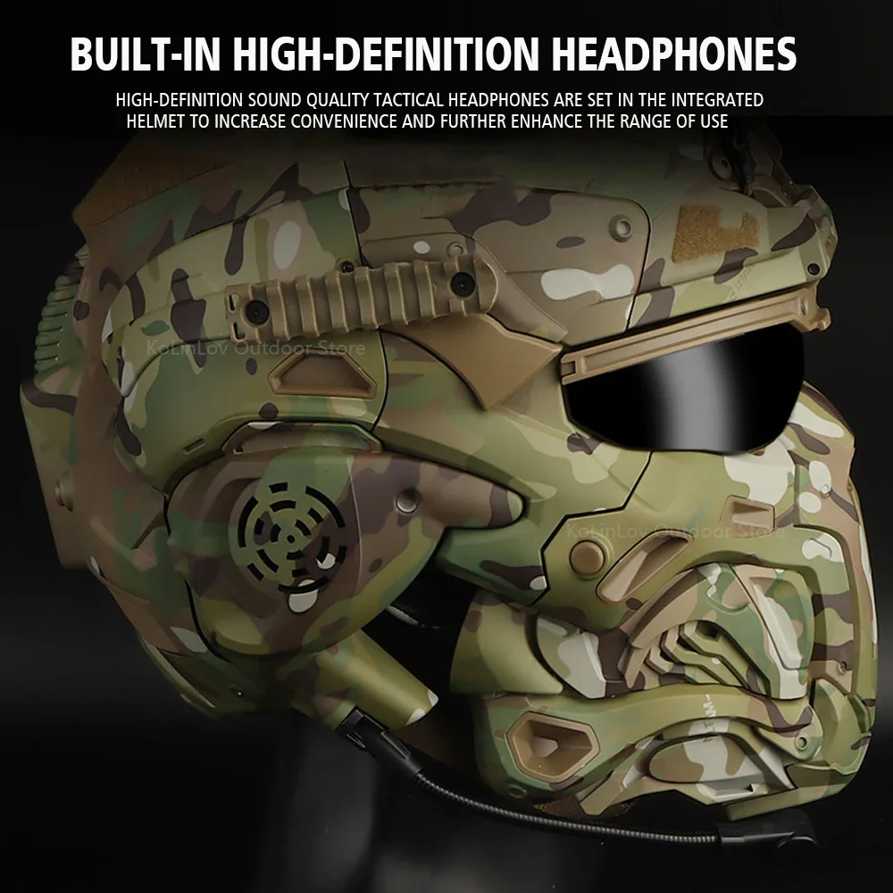 Casco militar, casco rápido, auriculares de comunicación integrados, ventilador antiniebla, casco de asalto W-Ronin, máscara desmontable, lente de repuesto - imagen 3
