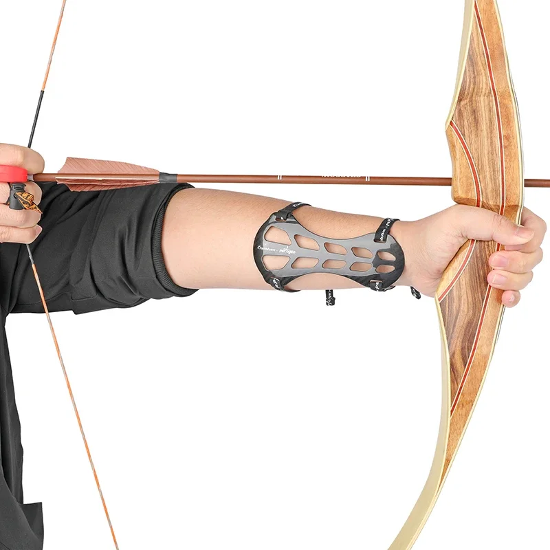 Protector de brazo de tiro con arco, Protector de brazo de fibra de carbono negro, correa ajustable, arco de mano izquierda y derecha, objetivo de tiro de caza, 1 ud. - imagen 5