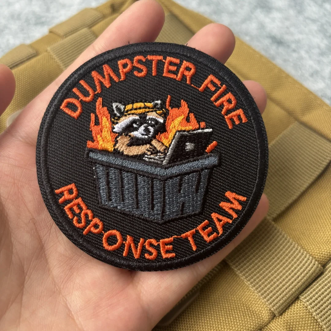 Parche bordado del equipo de respuesta contra incendios de basura, parche de gancho y bucle de dibujos animados, brazalete del ejército, insignia de moral militar, pegatinas para mochila