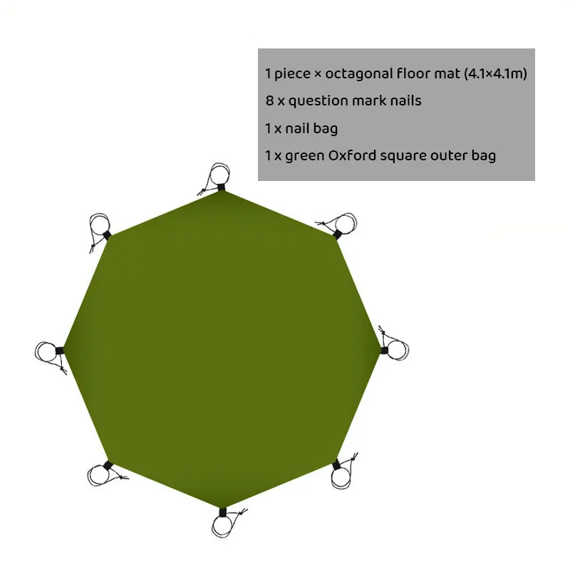 Estera octogonal para tienda de campaña, hoja de tierra para tienda de campaña Tipi, esteras impermeables para Picnic, lona táctica multiusos para exteriores, 4,1 M - imagen 5