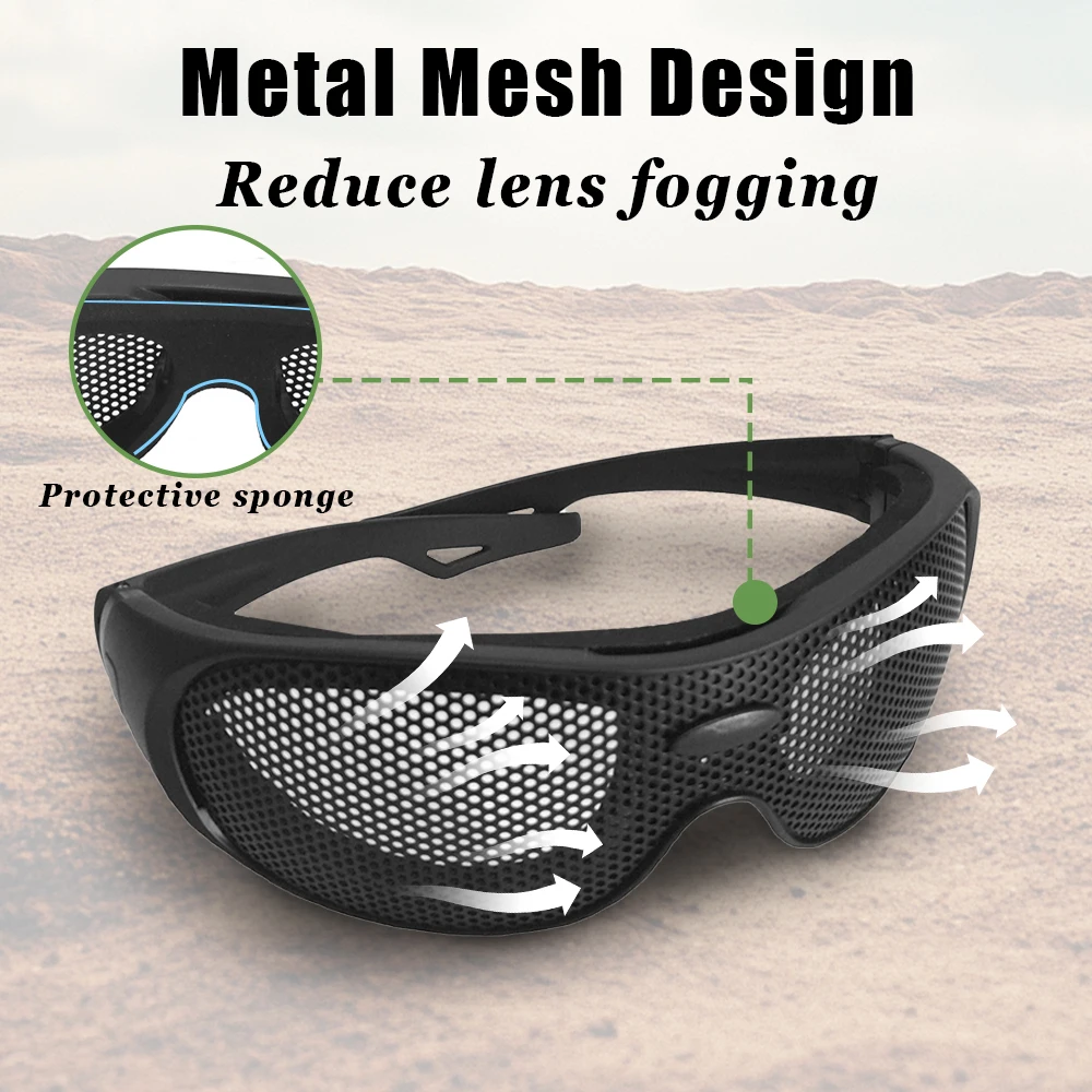 Gafas tácticas de malla metálica, gafas protectoras antiimpacto para los ojos, gafas de seguridad Airsoft para tiro CS, equipo de caza para juegos al aire libre - imagen 2