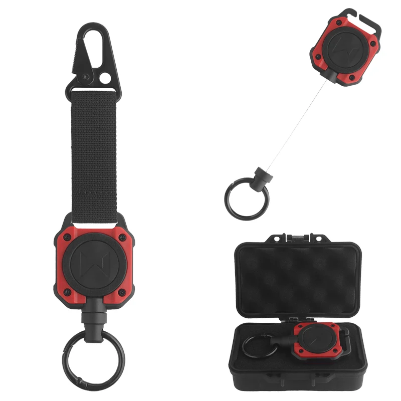 Llavero retráctil de alta resistencia, carretes de insignia de identificación, mosquetón retráctil, soporte de insignia con carcasa multifunción