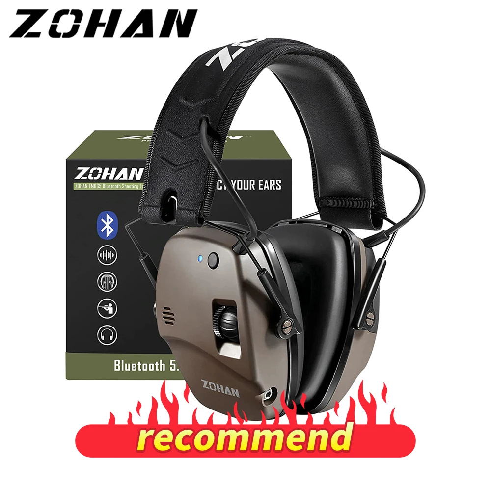 ZOHAN 5,0 Bluetooth tácticas electrónicas orejeras de tiro protección auditiva cancelación activa de ruido con para rango de disparo de caza