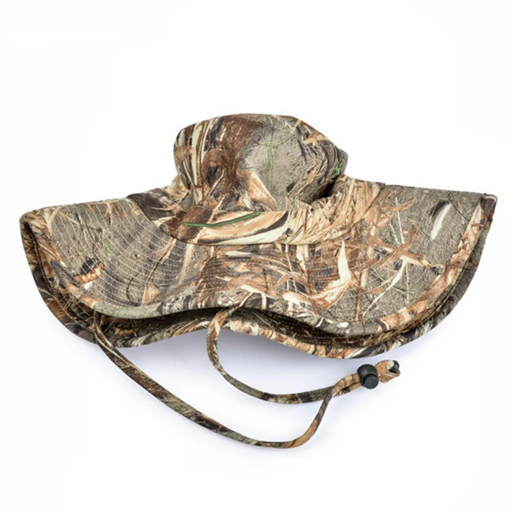 Alta calidad protección solar árbol Camo caza pesca Bonnie gorras deportes al aire libre escalada observación de aves sombrero de fotografía de jungla - imagen 3