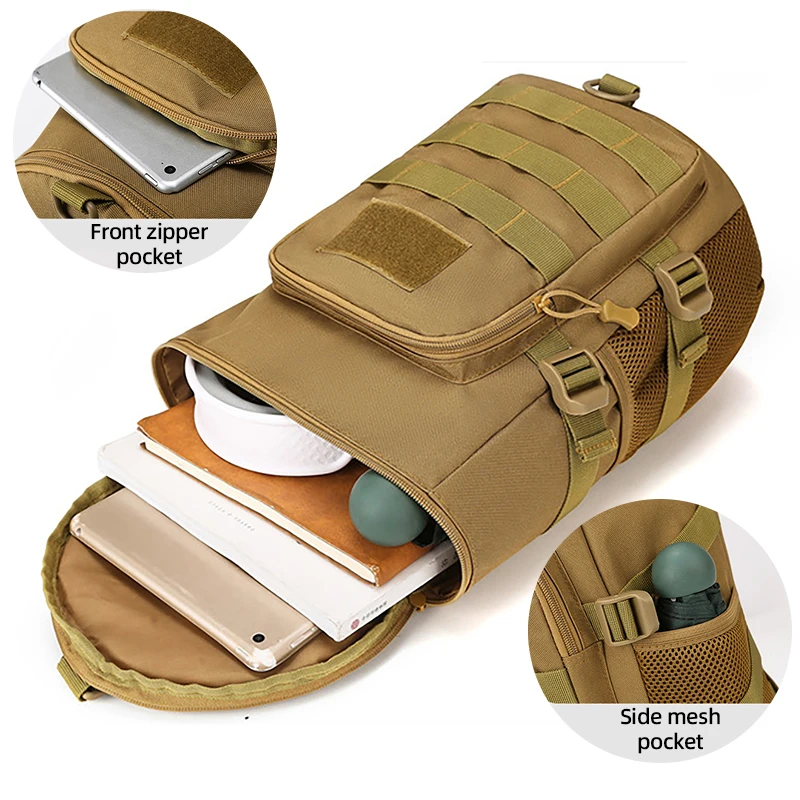 Bolsas tácticas al aire libre para hombre, bolsa de pecho Molle para escalada, senderismo, Camping, deportes, viajes, pesca, ciclismo, bolso cruzado con gancho y bucle - imagen 3