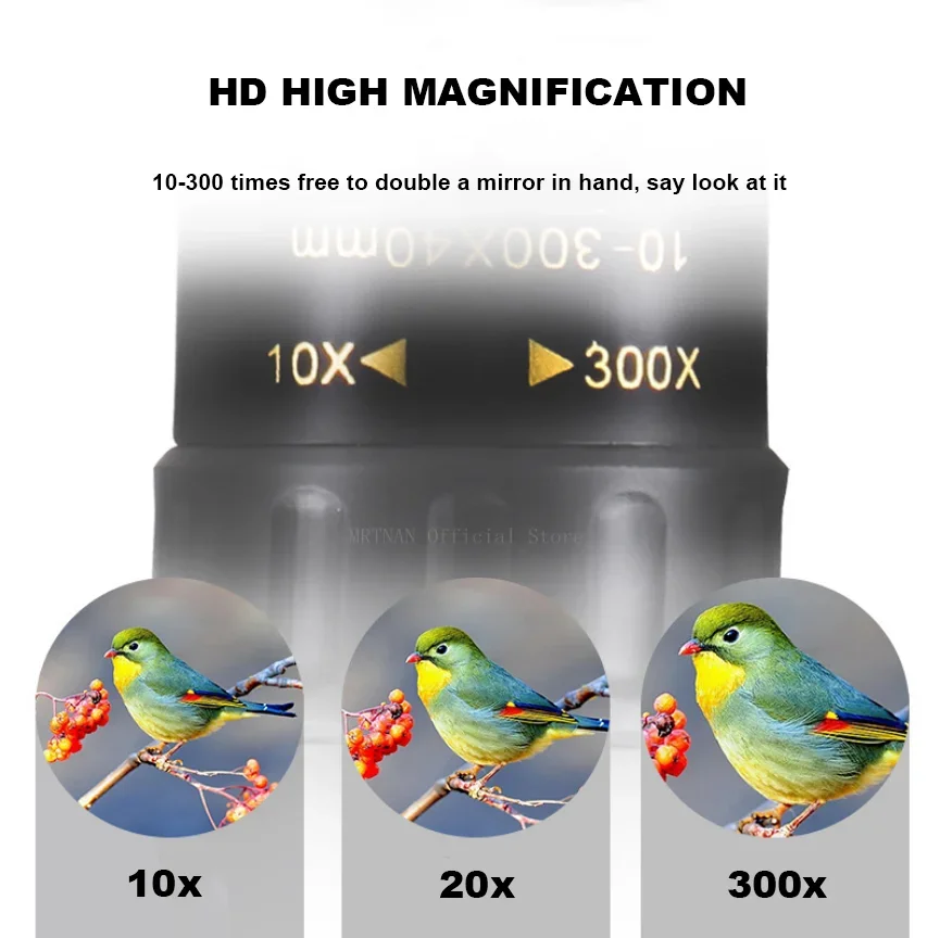 Binoculares potentes de Metal para caza, telescopio profesional portátil de largo alcance, Monocular, Zoom 10-300X, HD, Bak4 - imagen 2