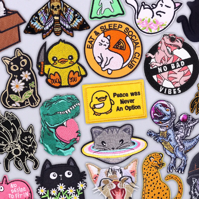 Parche termoadhesivo bordado animales y paz – Insignia decorativa para ropa