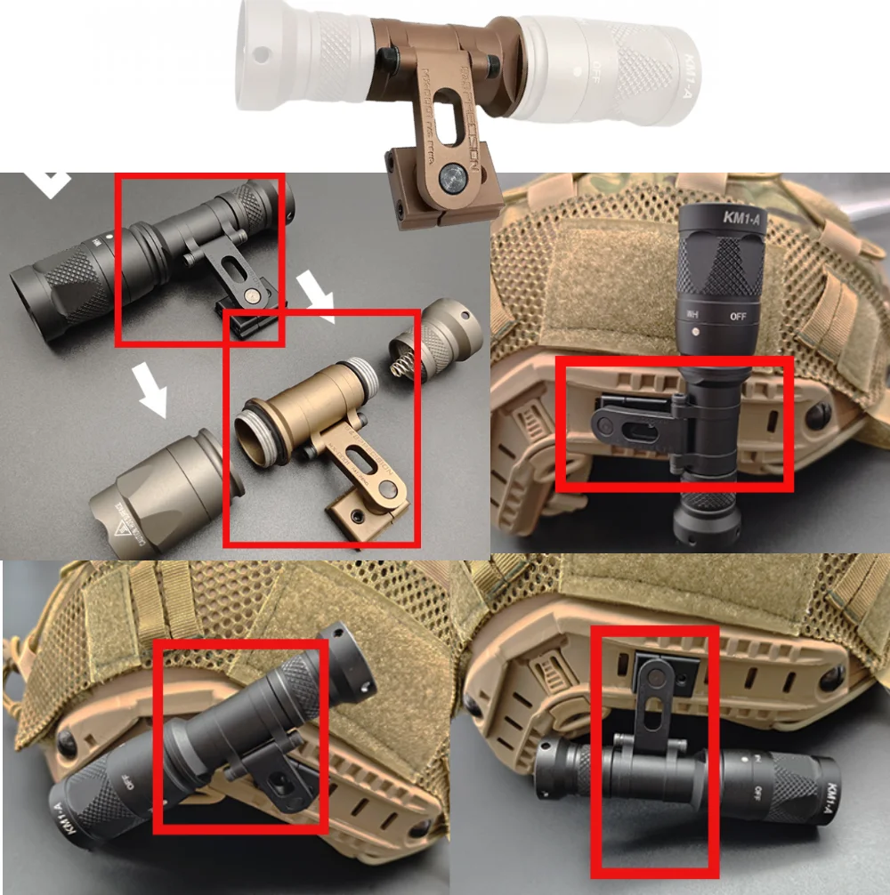Soporte de casco táctico CNC SS MAX para linterna M300 M600 SF, Base de montaje de luz de explorador compatible con casco de OPS-CORE