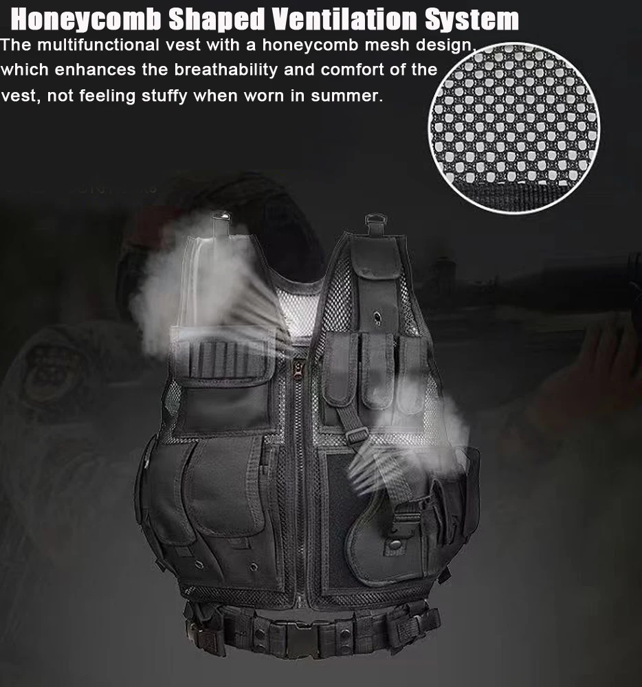Chaleco táctico MOLLE ajustable para combate y airsoft - imagen 3