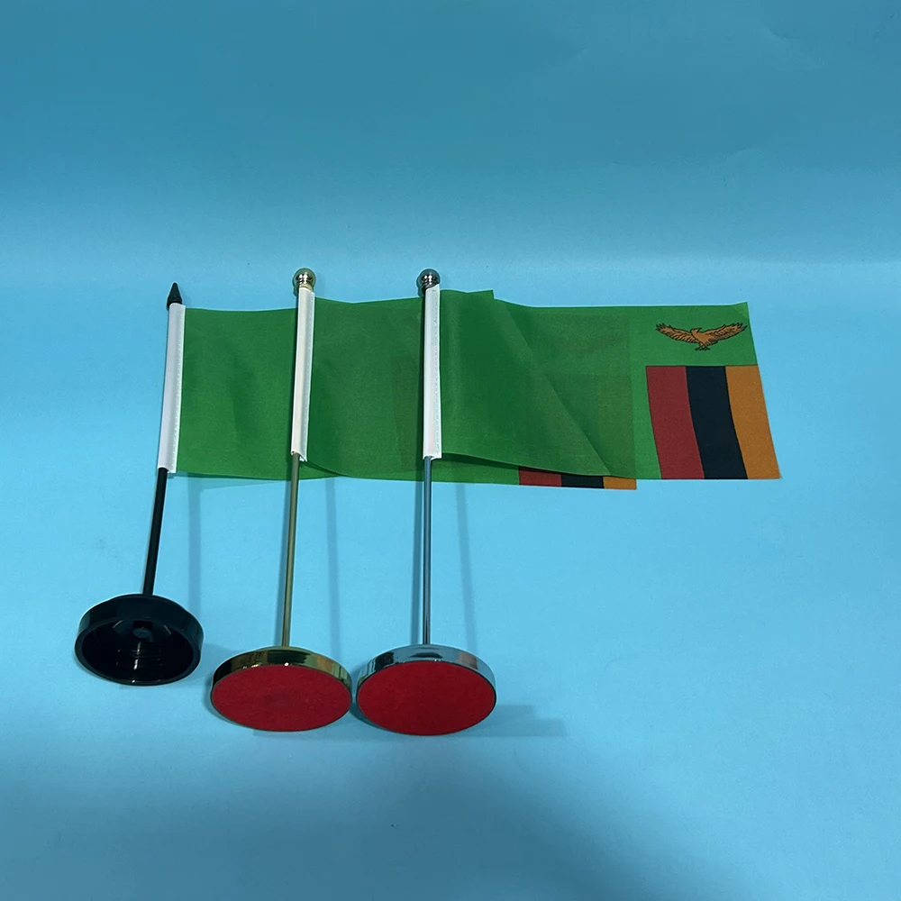BANDERA DE SKY Bandera de escritorio de oficina Bandera de Zambia 14x21 cm Estantería de adornos de escritorio de poliéster Banderas nacionales de la República de Zambia - imagen 2