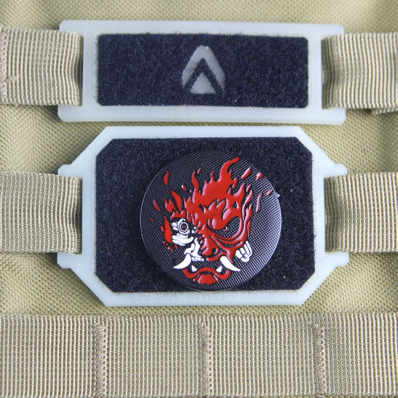 Brazalete táctico de Metal para ropa, insignia de moral, pegatina decorativa para mochila, fantasma, llama, Cara de fantasma, demonio, gancho y bucle - imagen 3