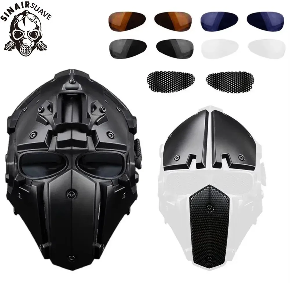 Casco táctico con máscara integrada para airsoft y paintball